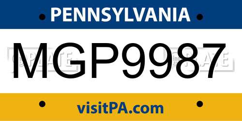 MGP9987 Pennsylvania License Plate