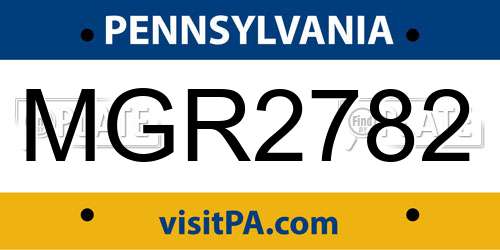 MGR2782 Pennsylvania License Plate