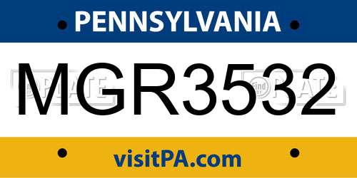 MGR3532 Pennsylvania License Plate