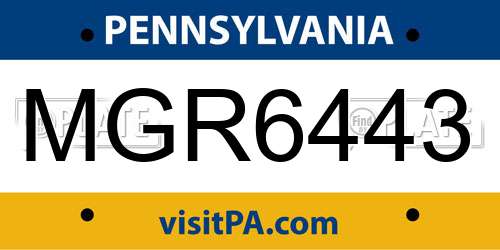 MGR6443 Pennsylvania License Plate