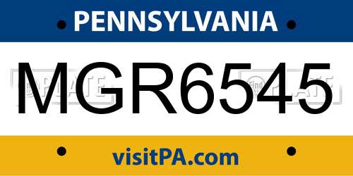 MGR6545 Pennsylvania License Plate