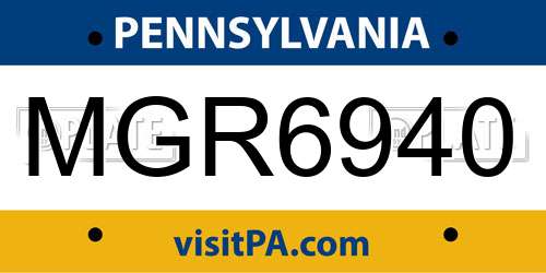 MGR6940 Pennsylvania License Plate