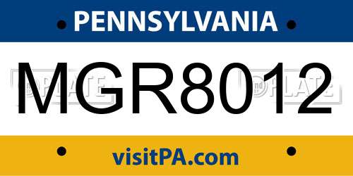 MGR8012 Pennsylvania License Plate