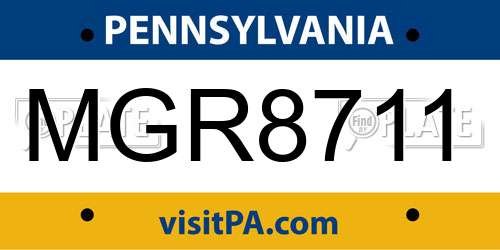 MGR8711 Pennsylvania License Plate