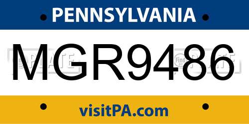 MGR9486 Pennsylvania License Plate