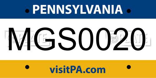 MGS0020 Pennsylvania License Plate