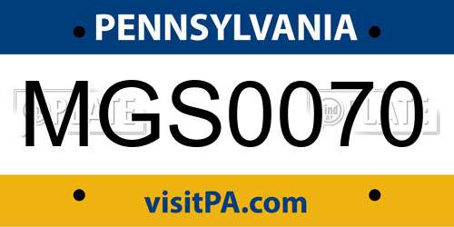 MGS0070 Pennsylvania License Plate
