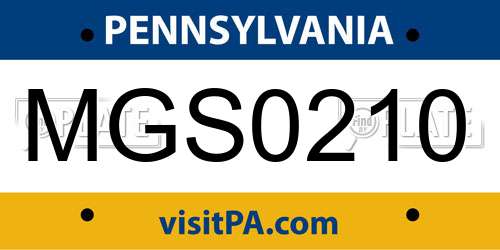 MGS0210 Pennsylvania License Plate