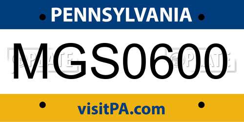 MGS0600 Pennsylvania License Plate
