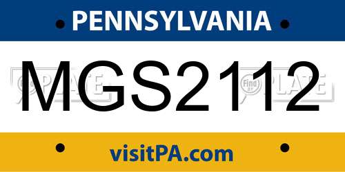 MGS2112 Pennsylvania License Plate