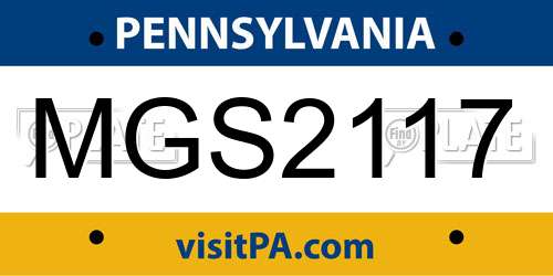 MGS2117 Pennsylvania License Plate