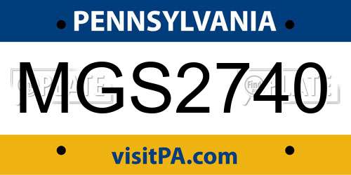 MGS2740 Pennsylvania License Plate