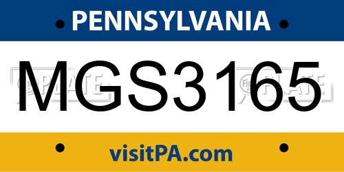 MGS3165 Pennsylvania License Plate