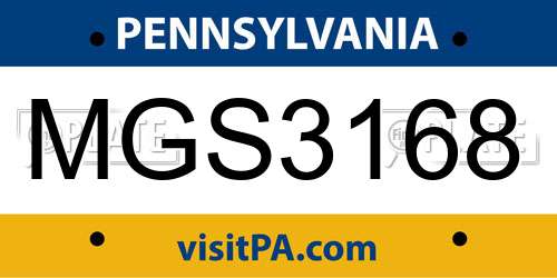 MGS3168 Pennsylvania License Plate