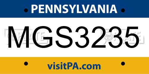 MGS3235 Pennsylvania License Plate