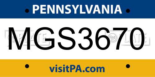 MGS3670 Pennsylvania License Plate