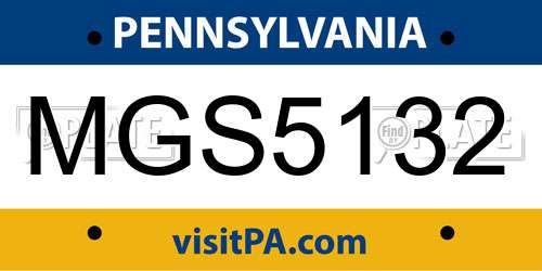 MGS5132 Pennsylvania License Plate