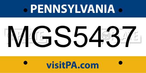 MGS5437 Pennsylvania License Plate
