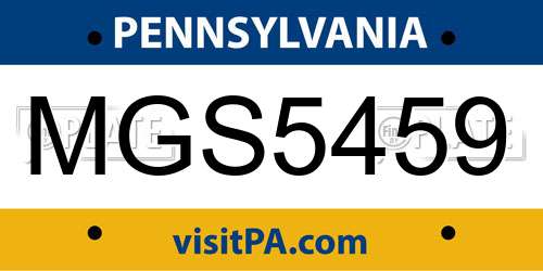 MGS5459 Pennsylvania License Plate