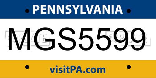 MGS5599 Pennsylvania License Plate