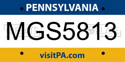 MGS5813 Pennsylvania License Plate