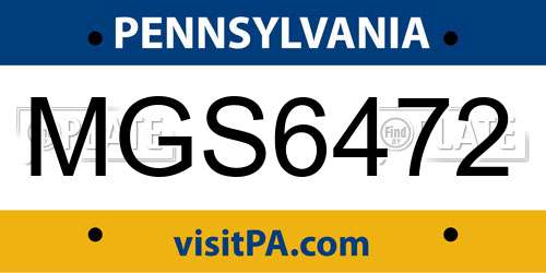 MGS6472 Pennsylvania License Plate