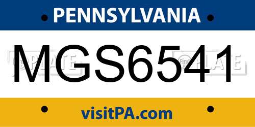 MGS6541 Pennsylvania License Plate