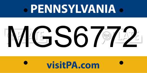 MGS6772 Pennsylvania License Plate