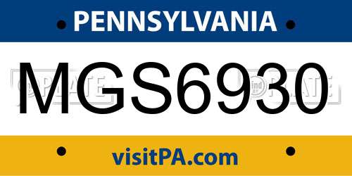 MGS6930 Pennsylvania License Plate