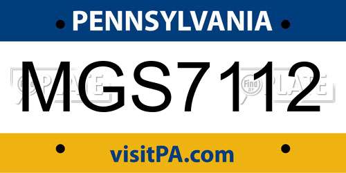 MGS7112 Pennsylvania License Plate