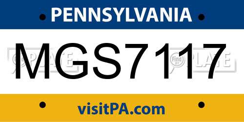 MGS7117 Pennsylvania License Plate