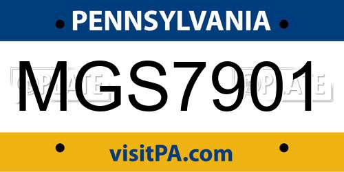 MGS7901 Pennsylvania License Plate