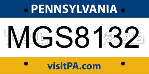 MGS8132 Pennsylvania License Plate