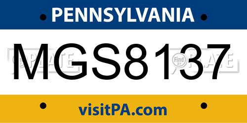 MGS8137 Pennsylvania License Plate