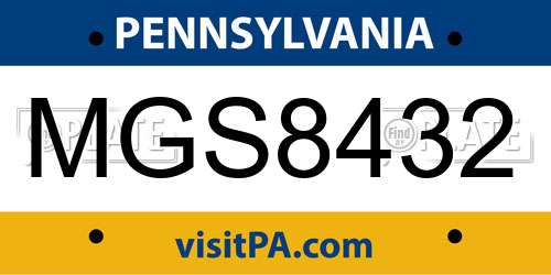MGS8432 Pennsylvania License Plate