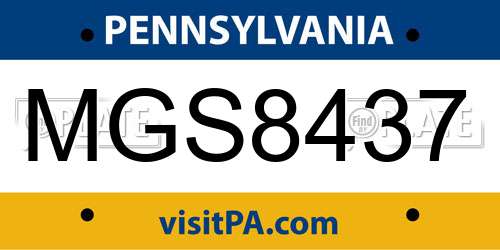 MGS8437 Pennsylvania License Plate