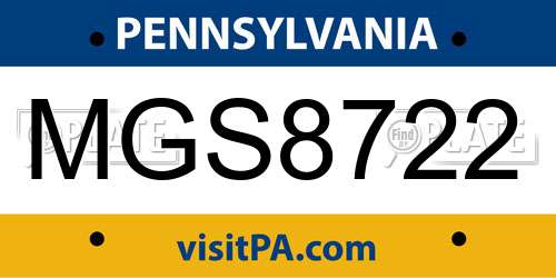 MGS8722 Pennsylvania License Plate