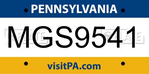 MGS9541 Pennsylvania License Plate