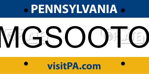 MGSOOTO Pennsylvania License Plate