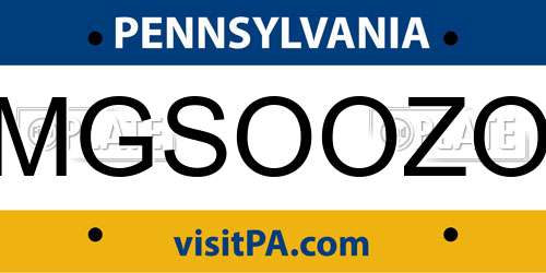 MGSOOZO Pennsylvania License Plate