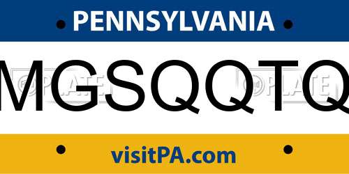 MGSQQTQ Pennsylvania License Plate