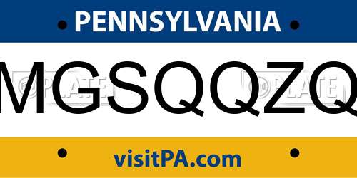 MGSQQZQ Pennsylvania License Plate
