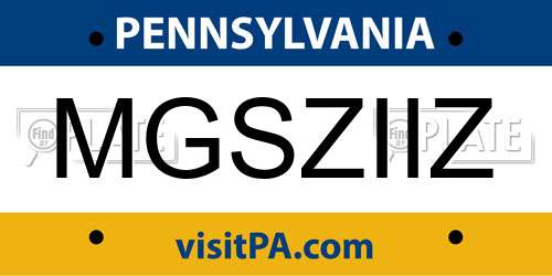 MGSZIIZ Pennsylvania License Plate