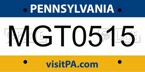 MGT0515 Pennsylvania License Plate