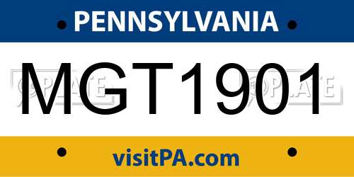 MGT1901 Pennsylvania License Plate