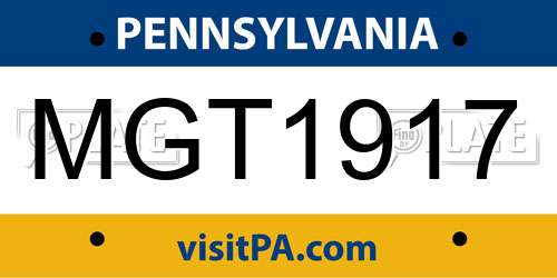 MGT1917 Pennsylvania License Plate