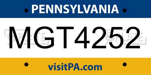 MGT4252 Pennsylvania License Plate