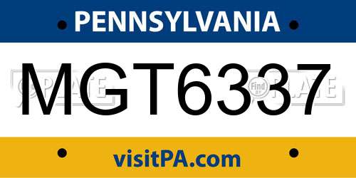 MGT6337 Pennsylvania License Plate