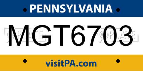 MGT6703 Pennsylvania License Plate