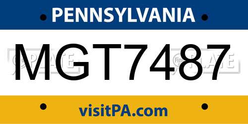 MGT7487 Pennsylvania License Plate